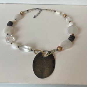Silpada Necklace with Jade, mother of pearl, shell, and sterling silver 18”